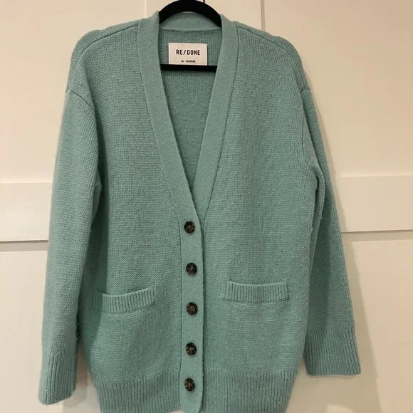 RE/DONE 90s Oversized 90s V-Neck Cardigan Spearmint- Size Small - Picture 8 of 12